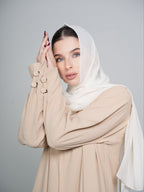 Beige Button Abaya