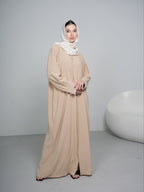 Beige Button Abaya