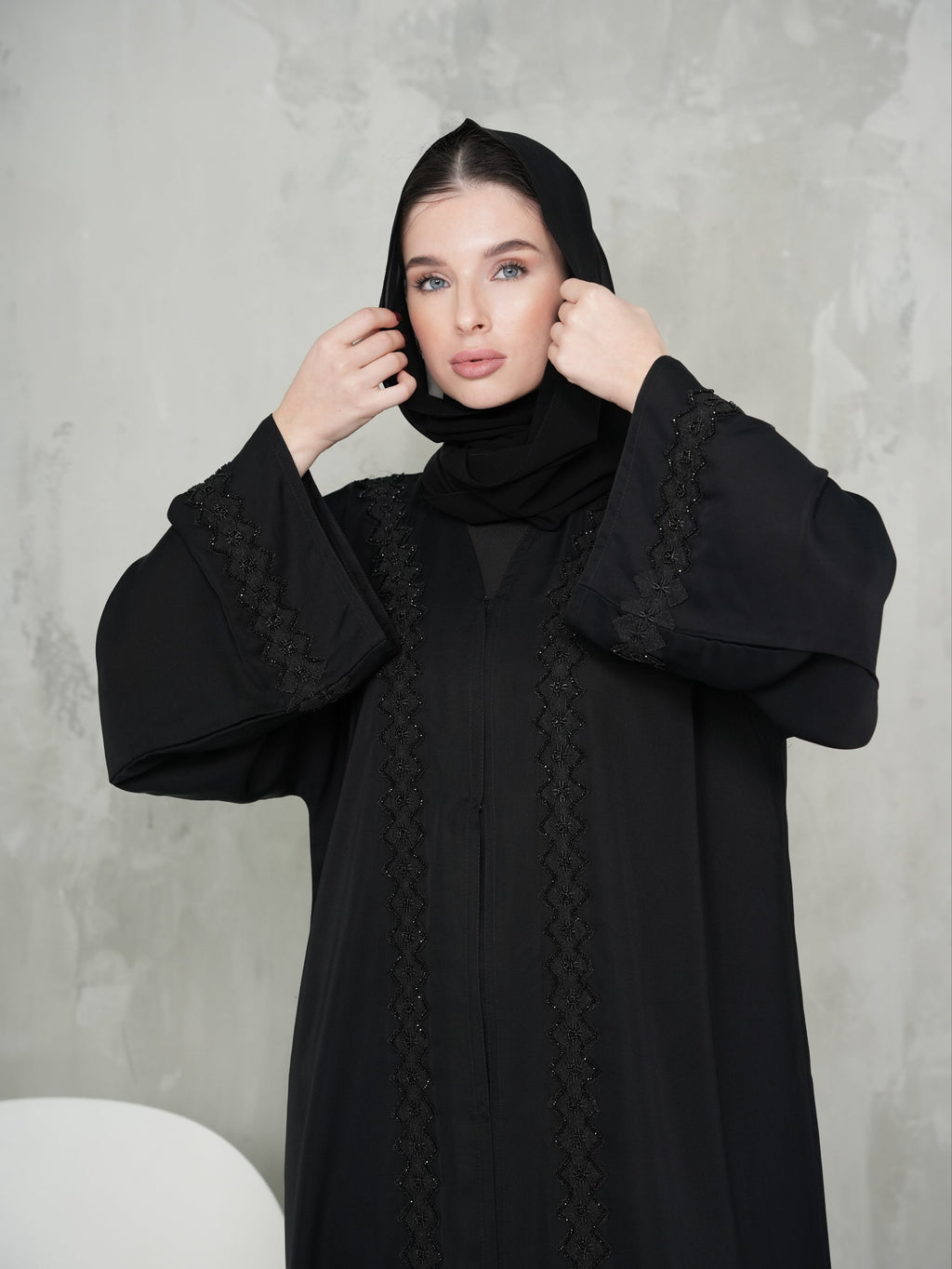 Black Full Body Patterned Abaya