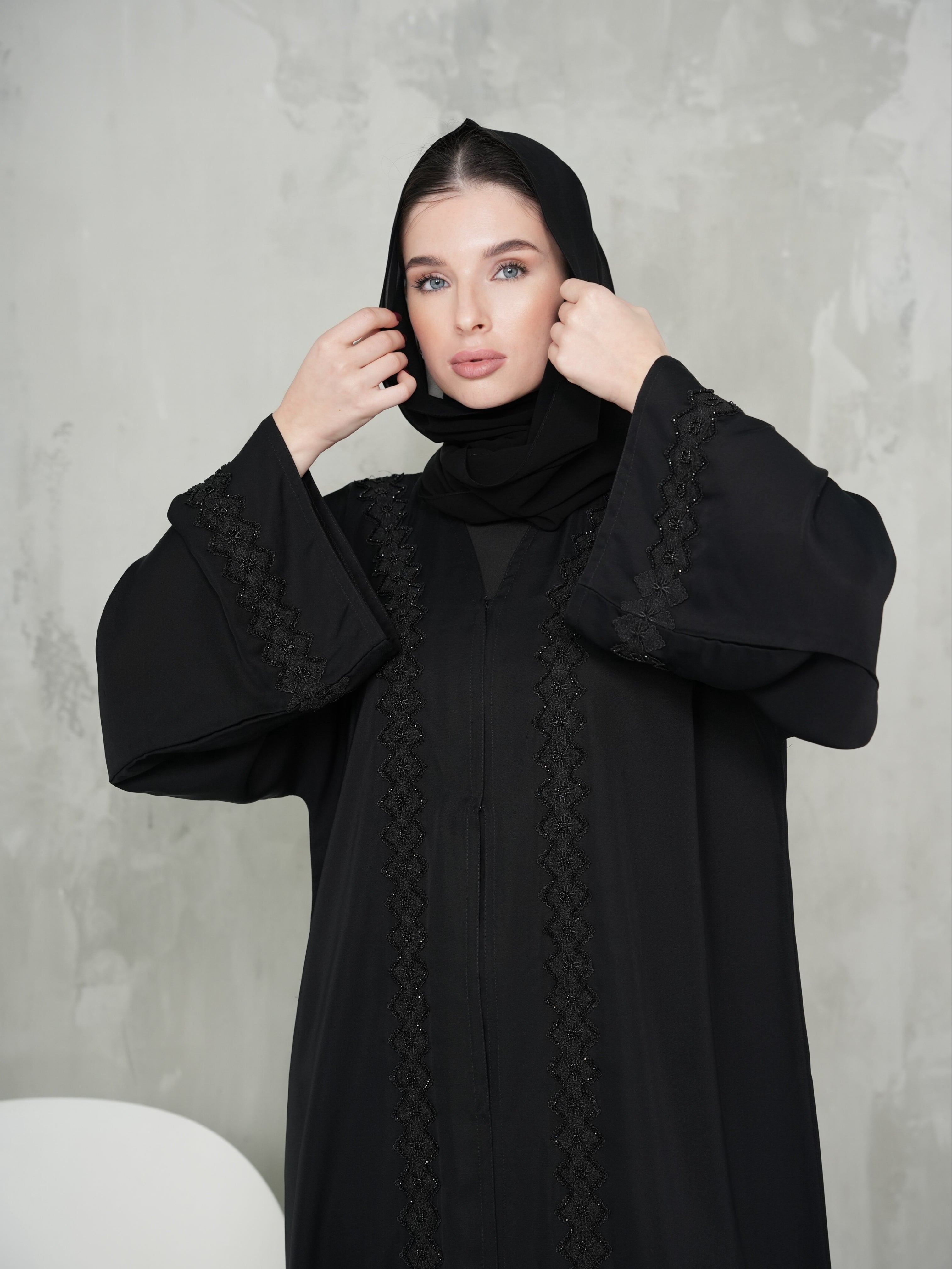 Black Full Body Patterned Abaya