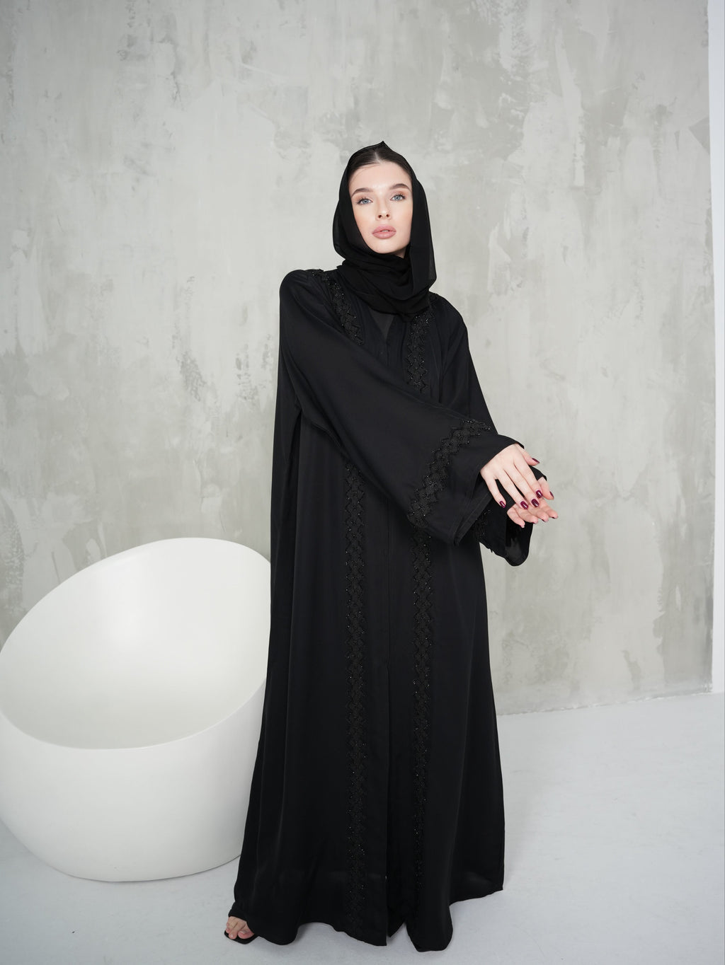 Black Full Body Patterned Abaya
