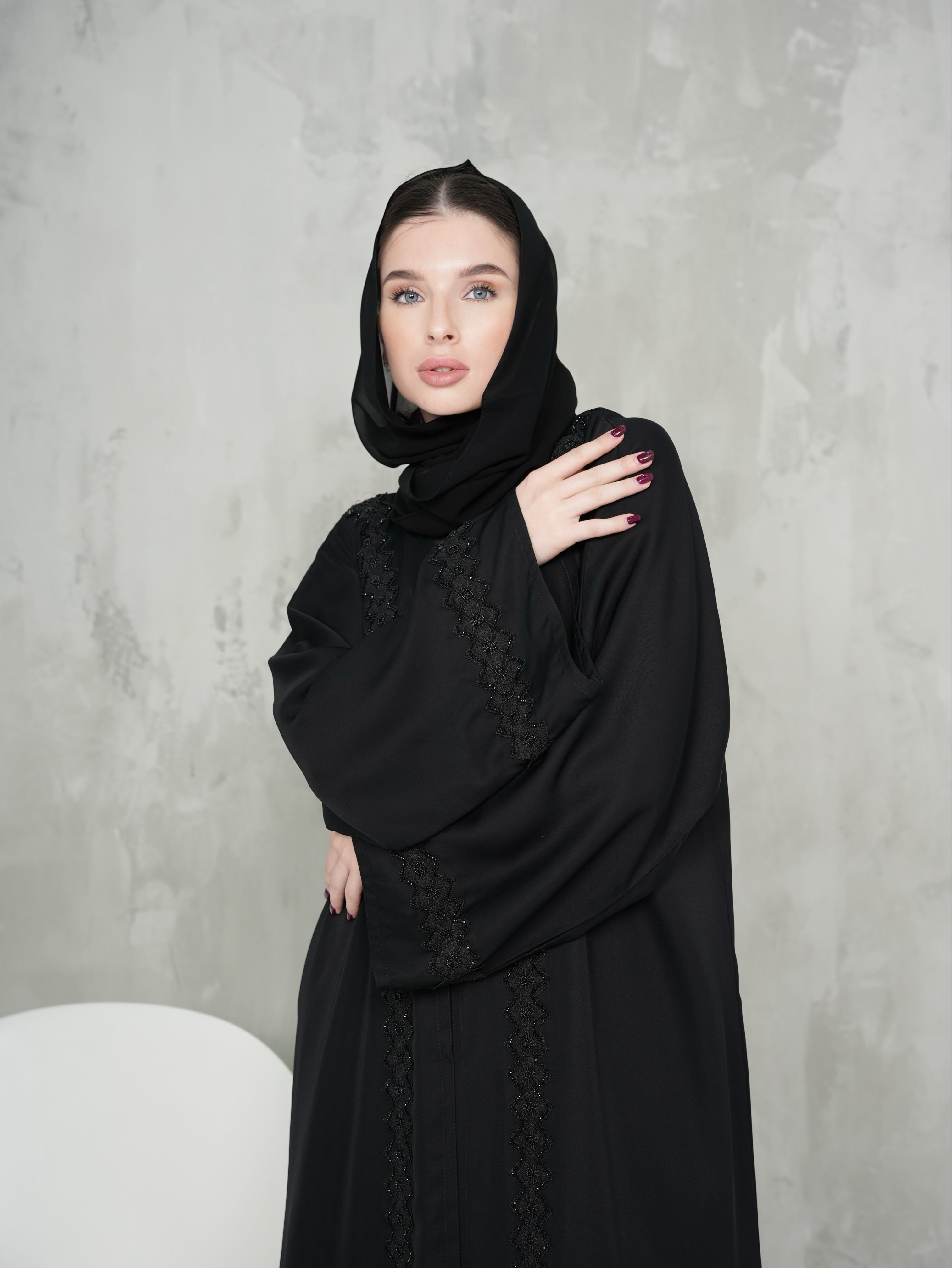 Black Full Body Patterned Abaya