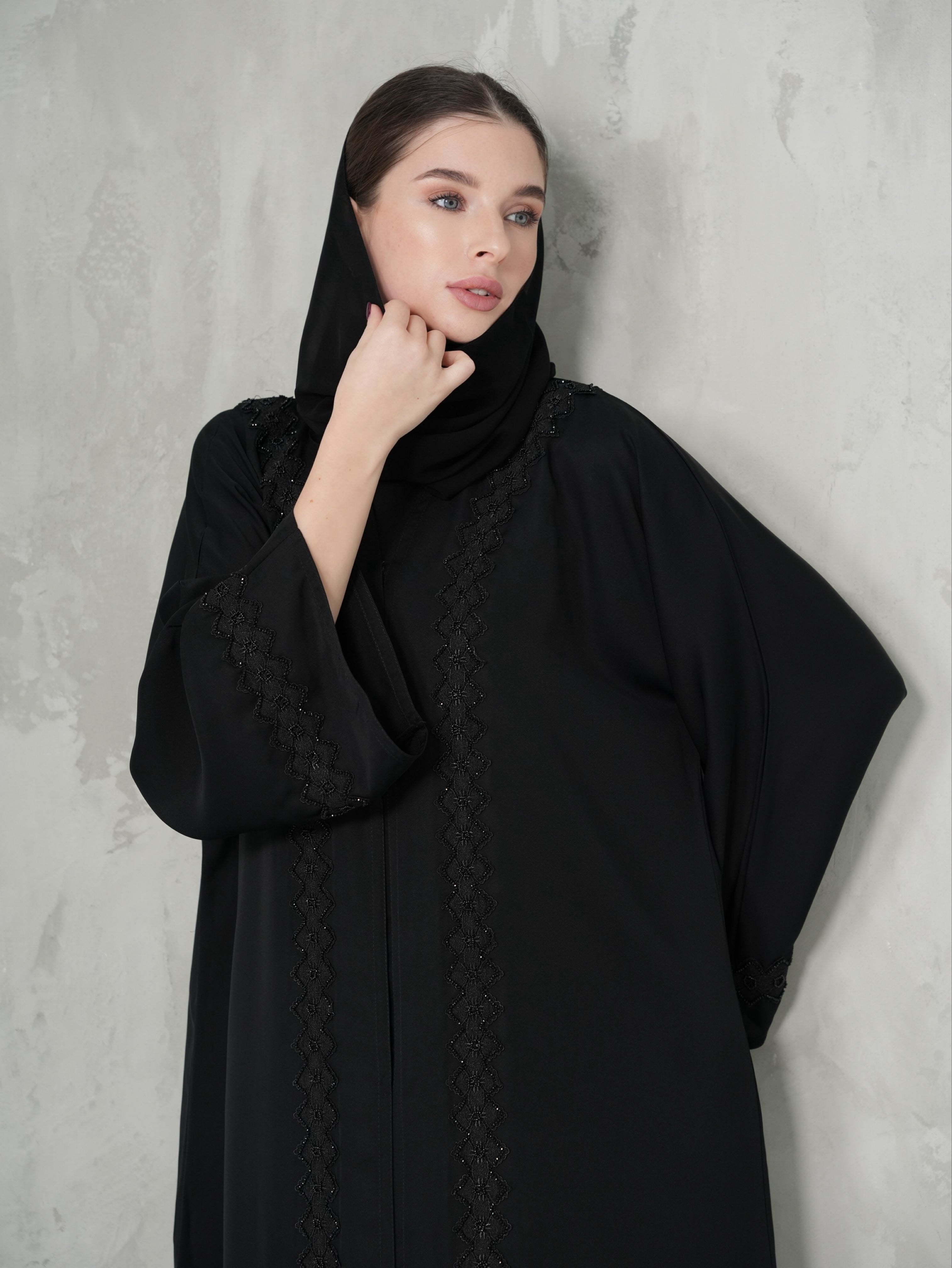 Black Full Body Patterned Abaya