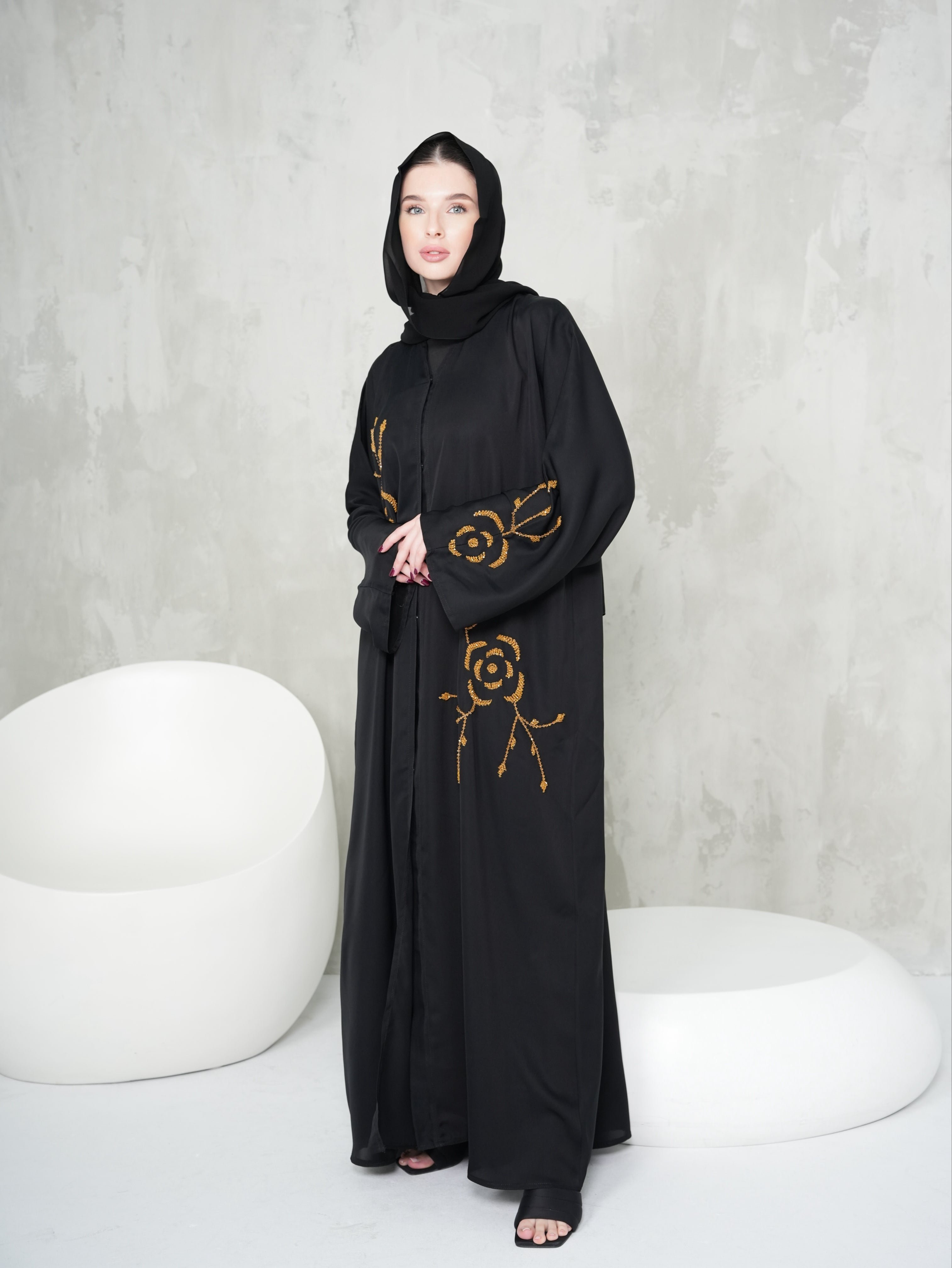Black Gold Pattern Abaya