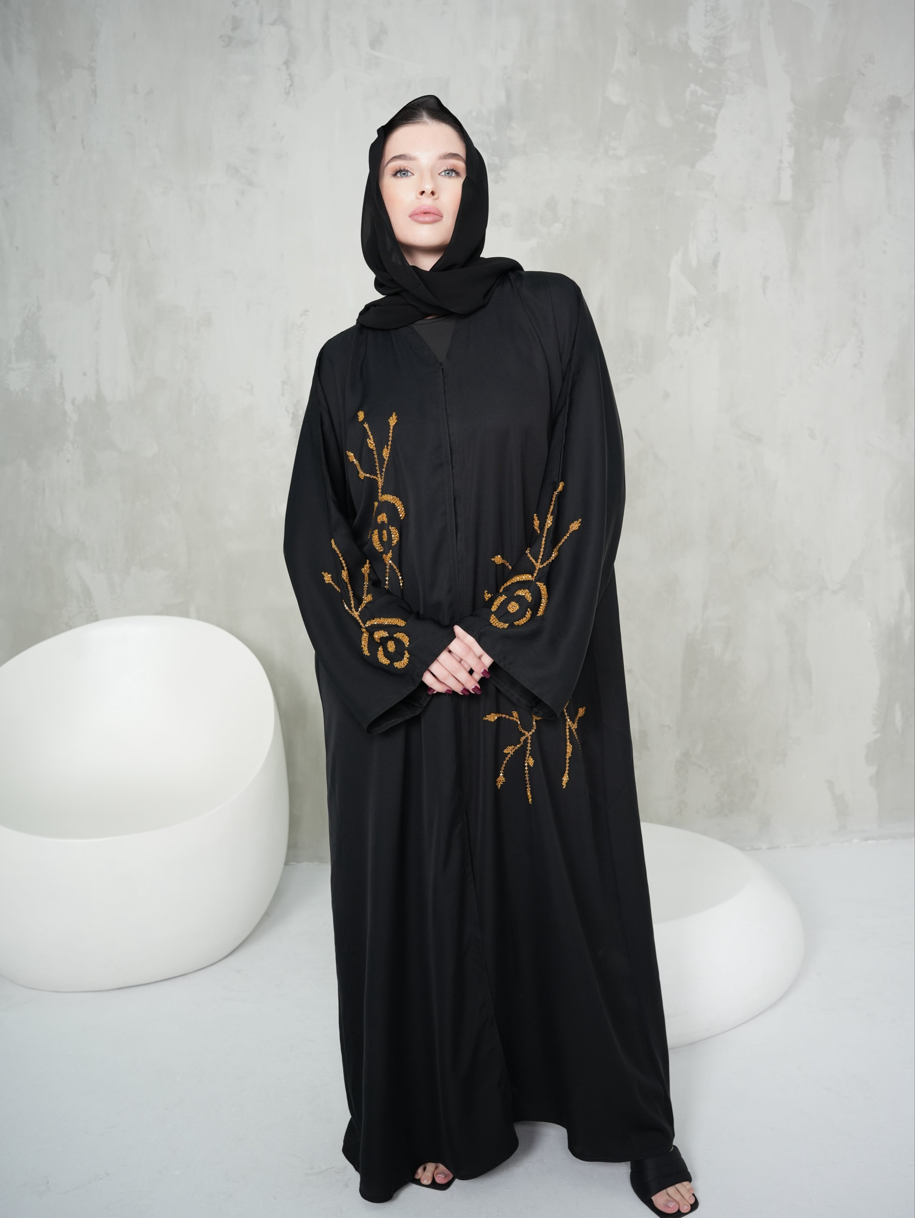 Black Gold Pattern Abaya
