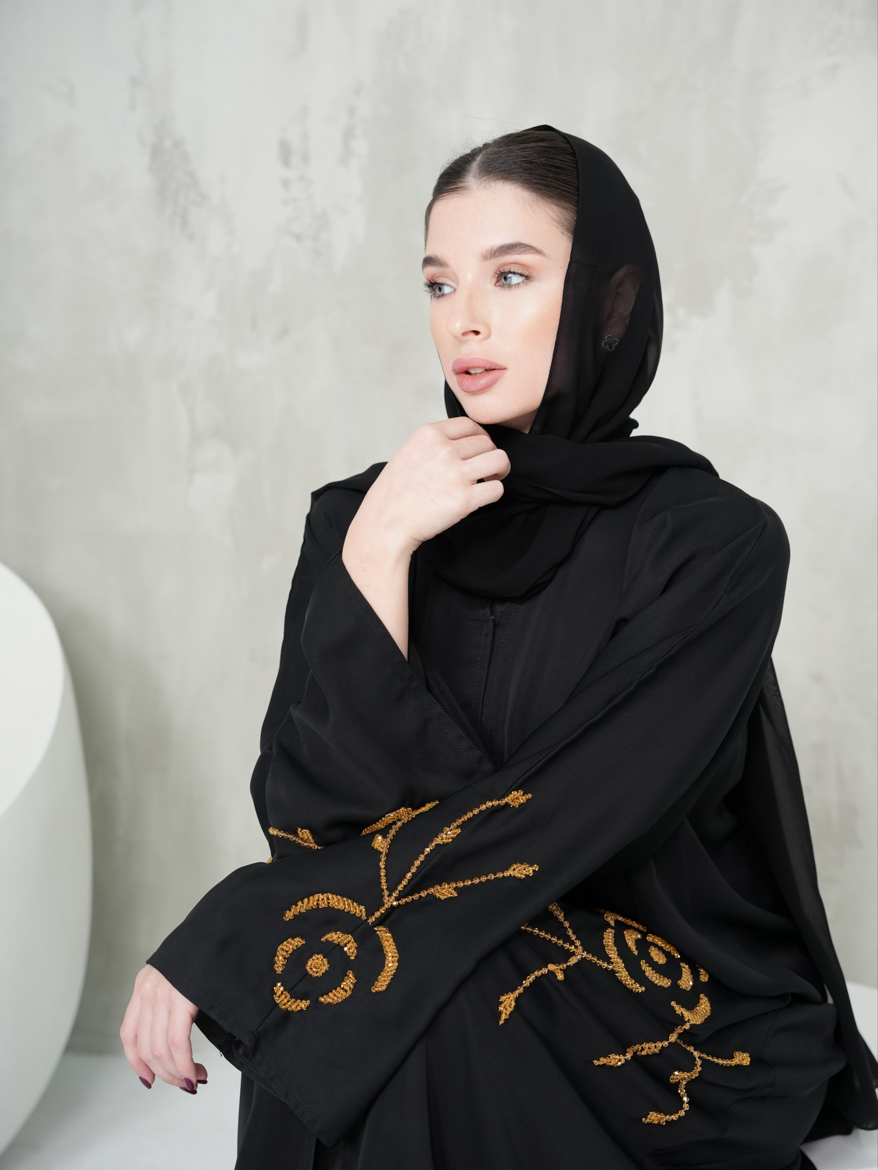 Black Gold Pattern Abaya