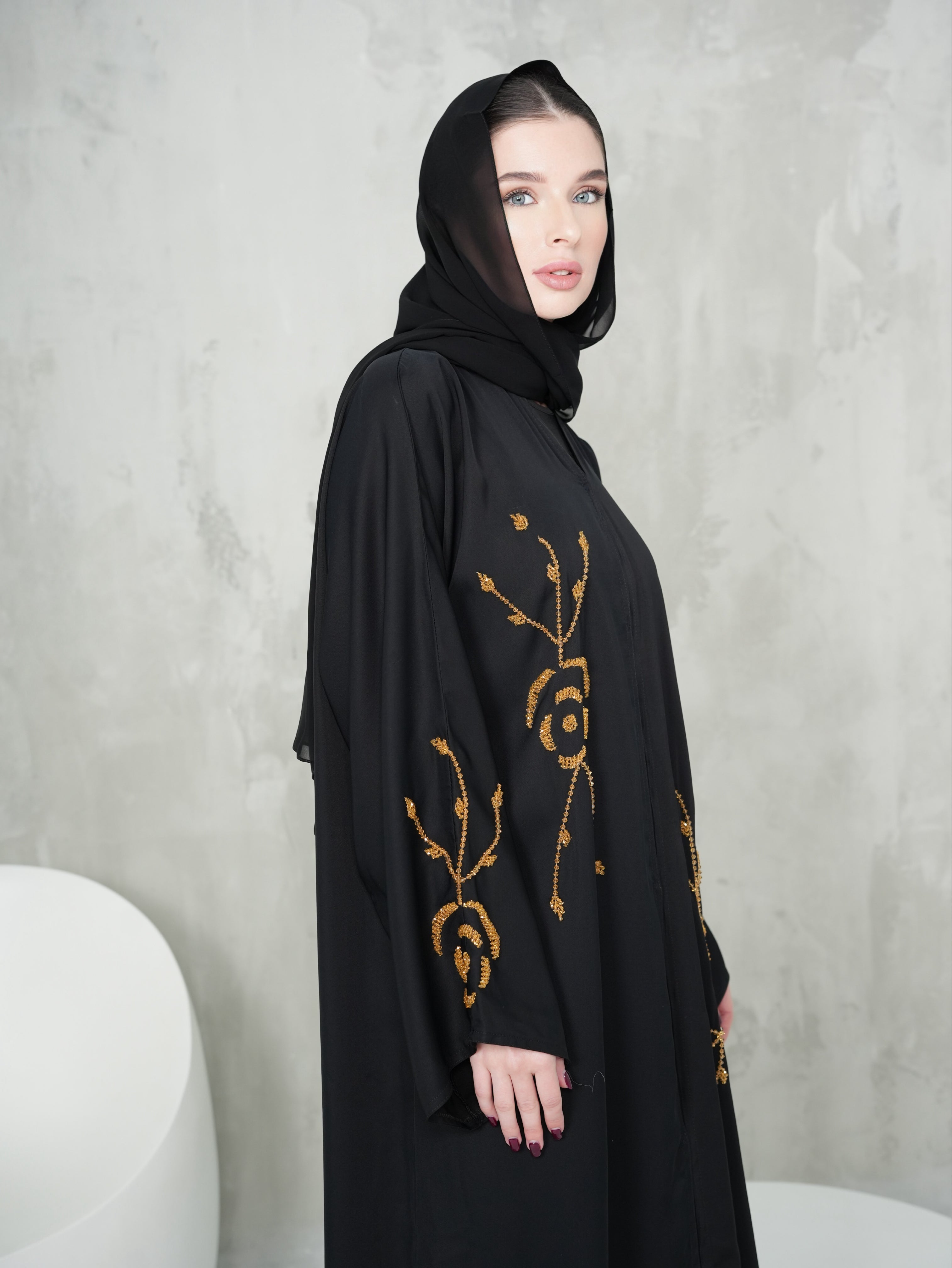 Black Gold Pattern Abaya