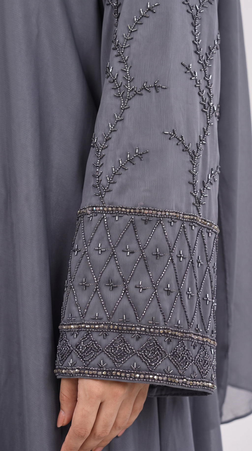 Women's Embroidered Bell Sleeve Abaya with Hijab Set