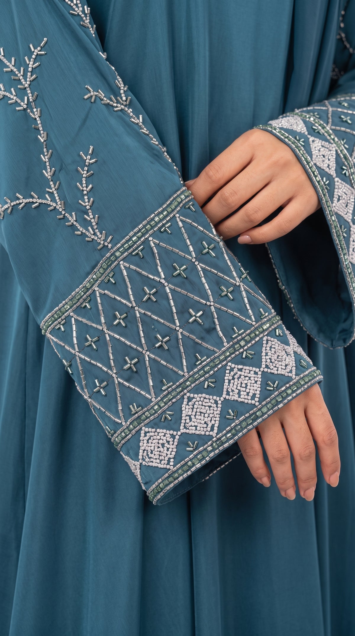 Women's Embroidered Bell Sleeve Abaya with Hijab Set