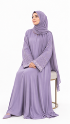 Women's Embroidered Bell Sleeve Abaya with Hijab Set