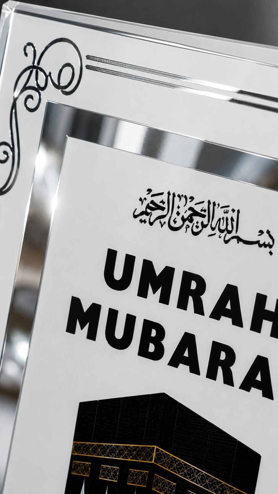Umrah Mubarak Kaaba Frame with Crystal Diamond Knob
