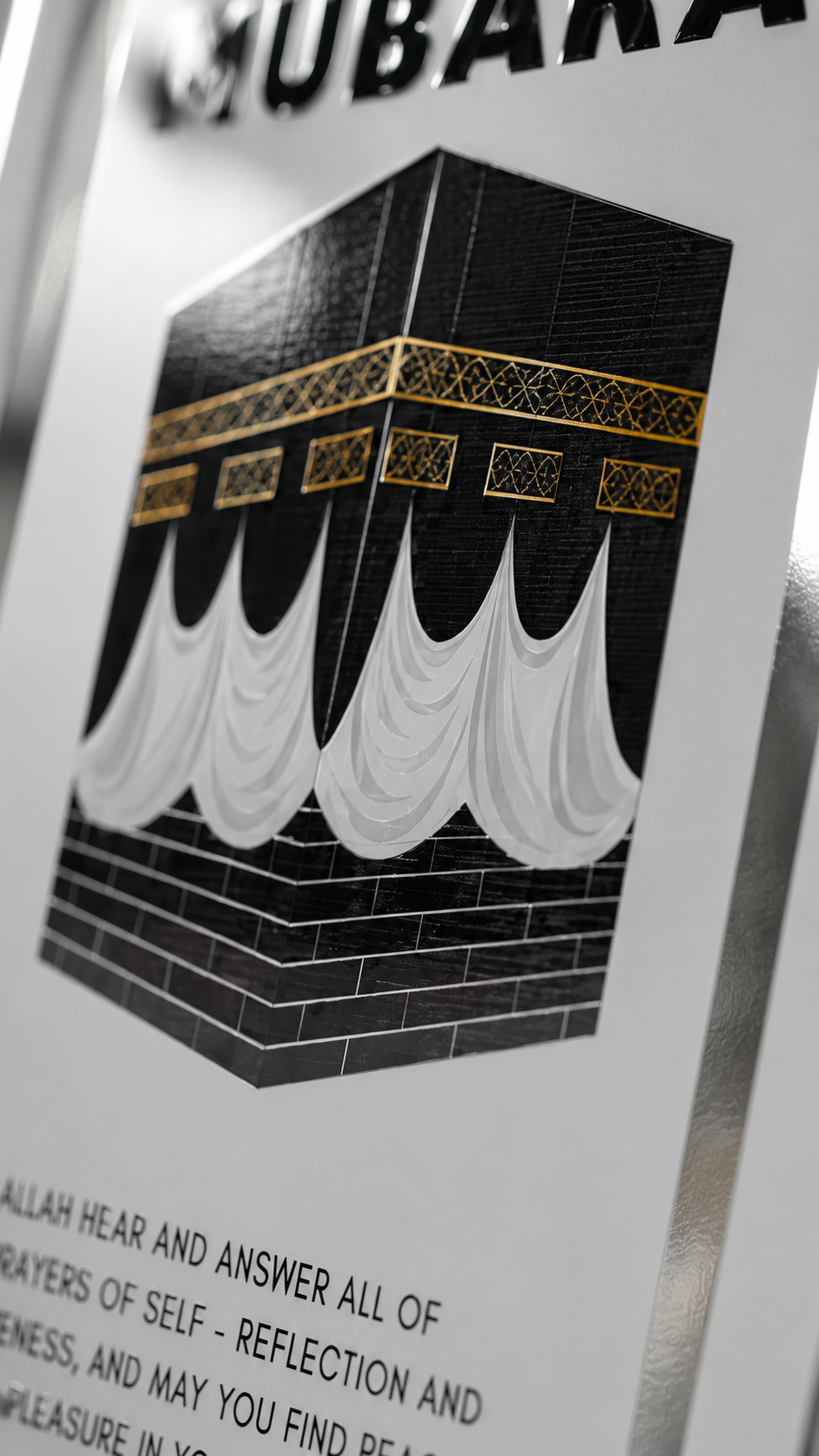 Umrah Mubarak Kaaba Frame with Crystal Diamond Knob