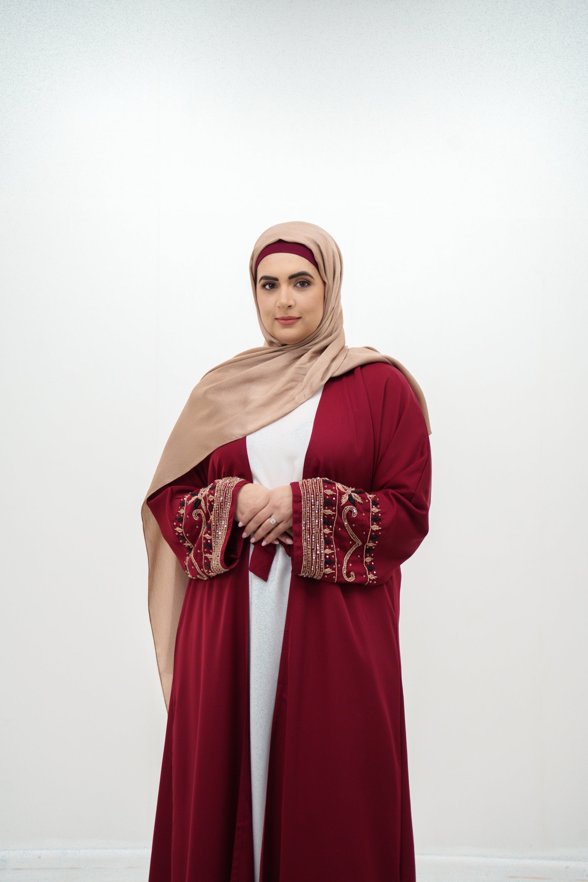 Red Embellishment Abaya