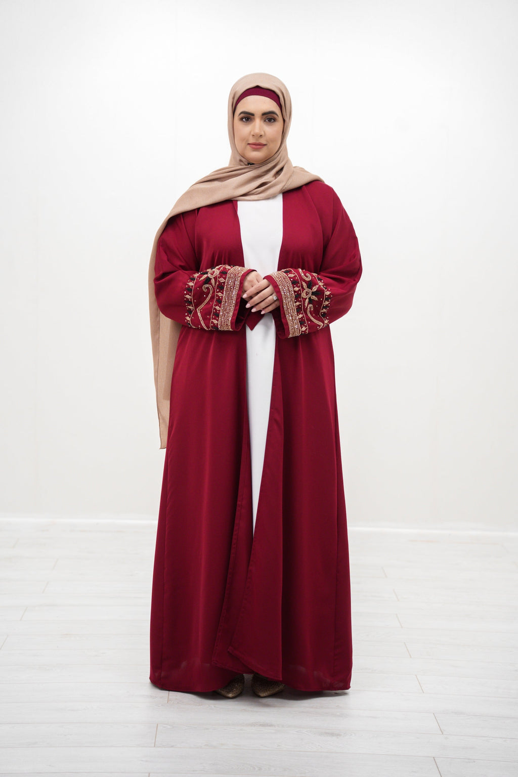 Red Embellishment Abaya