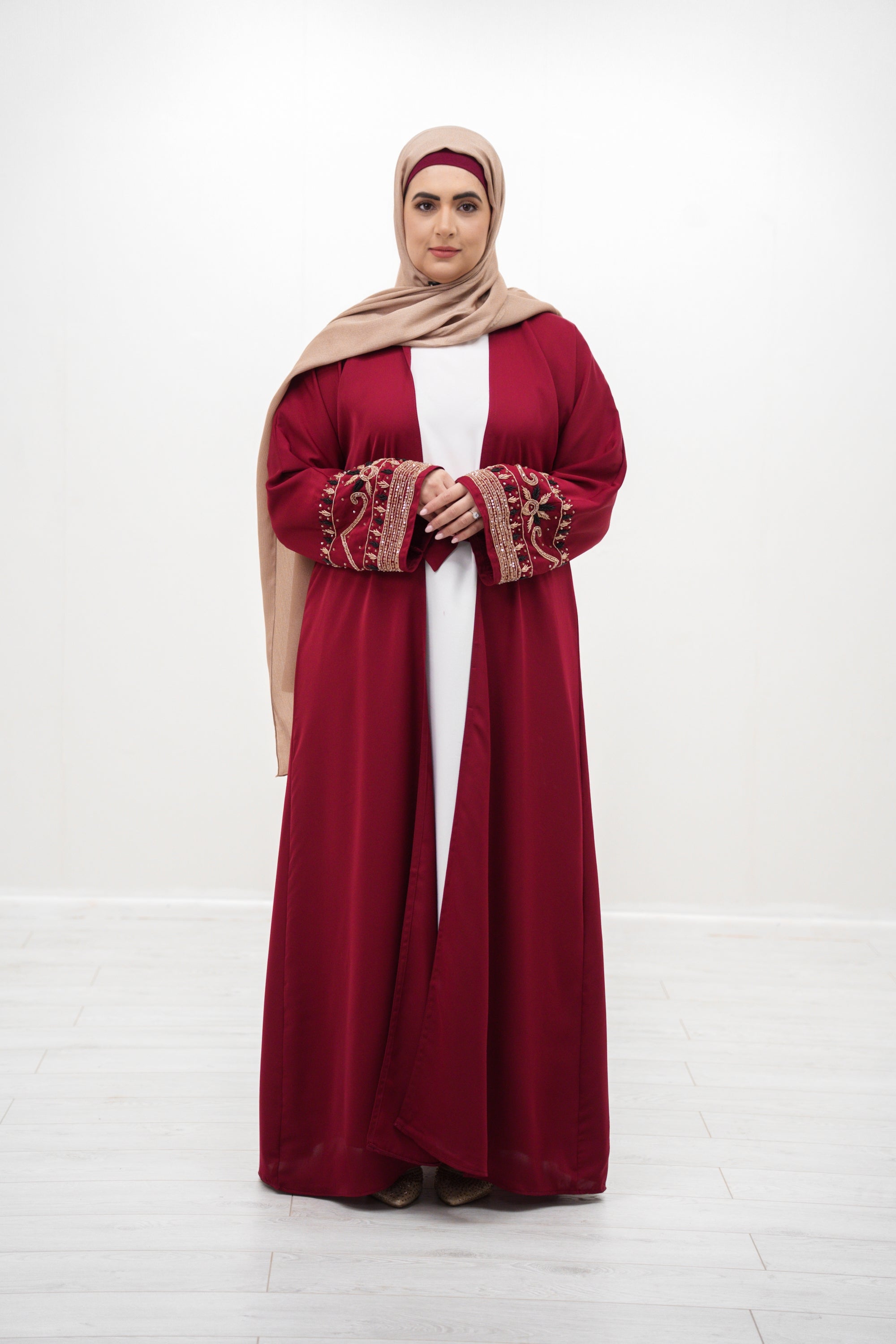 Red Embellishment Abaya