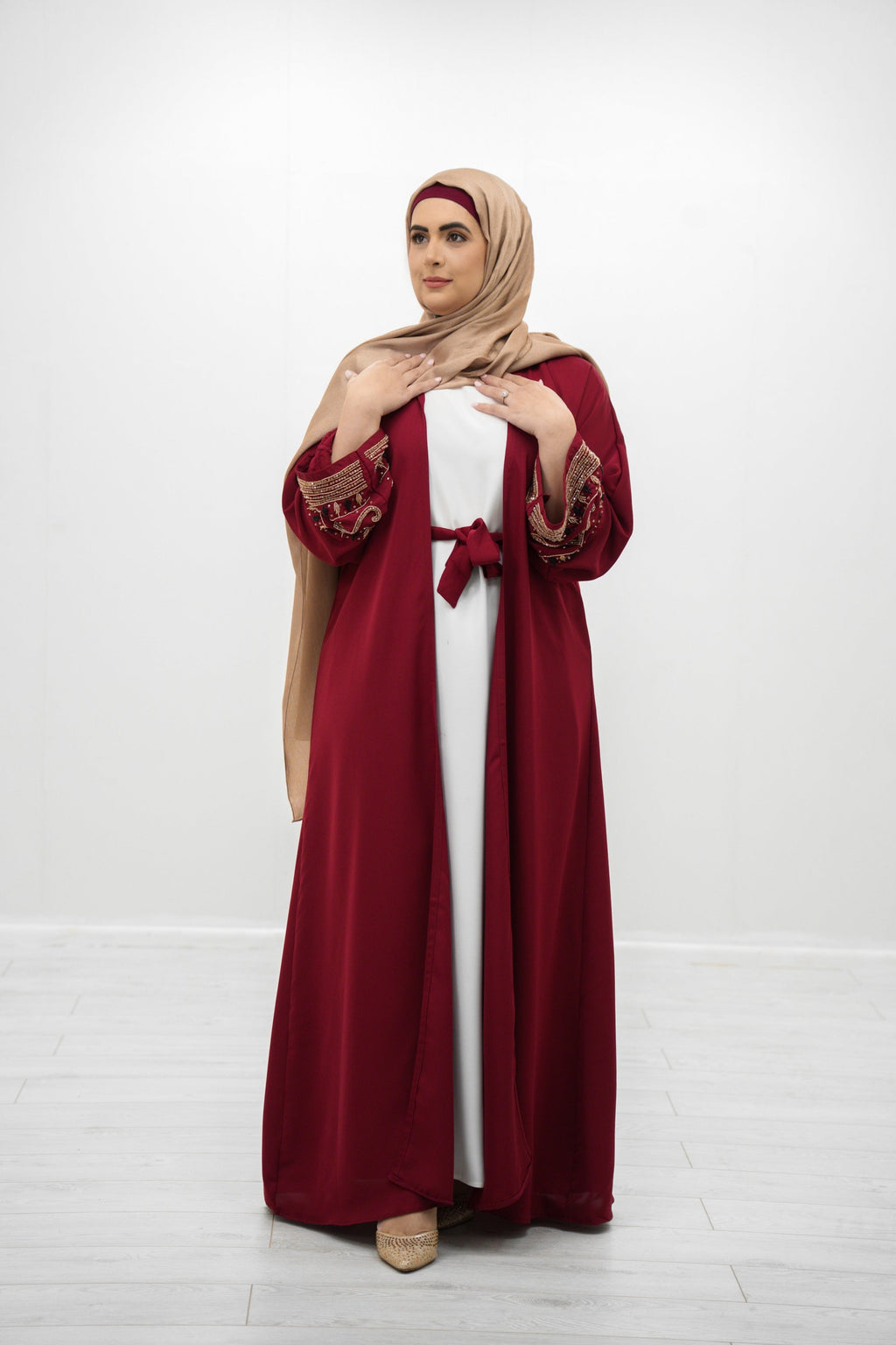 Red Embellishment Abaya