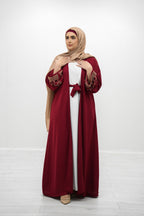 Red Embellishment Abaya