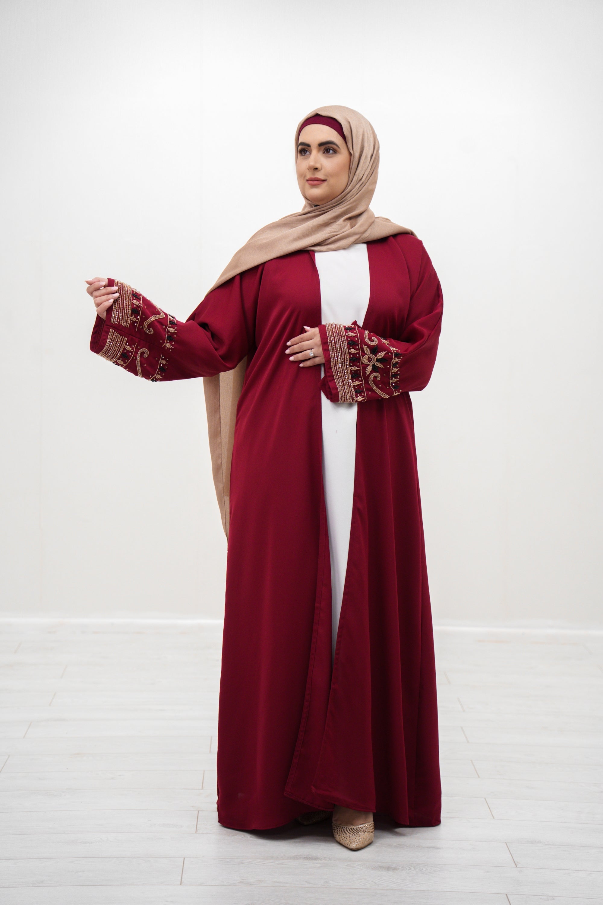 Red Embellishment Abaya