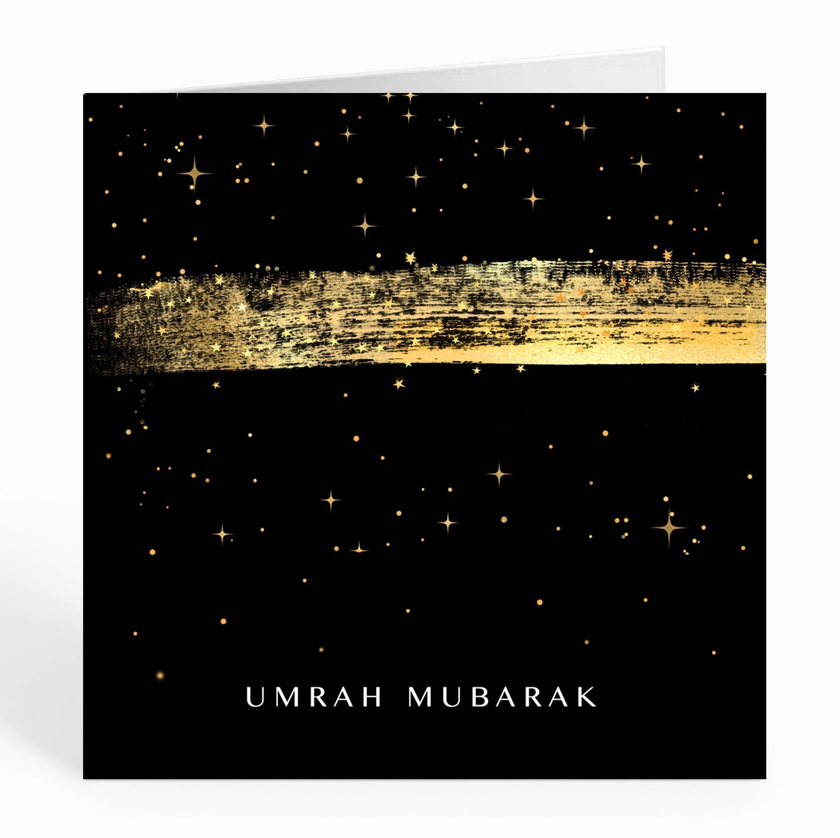 Umrah Mubarak card - Black with Gold Brushstroke